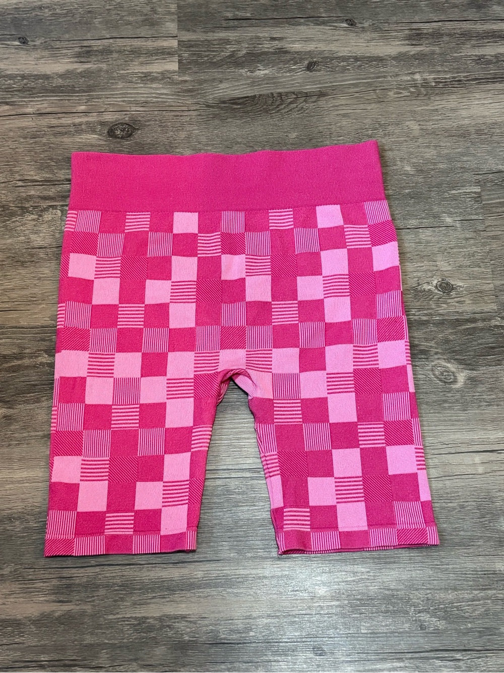 No Boundaries Pink Checkerboard Bike Shorts